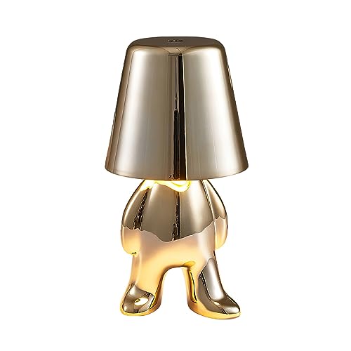 Tischlampe mit Touch Steuerung, Thinker Statue Gold Man Dekorative LED Schreibtischlampe, USB Charging 3 Helligkeitsstufen Dimmbare Nachttischlampe für Schlafzimmer Wohnzimmer Büro Dekoratio Geschenk von SUNJULY