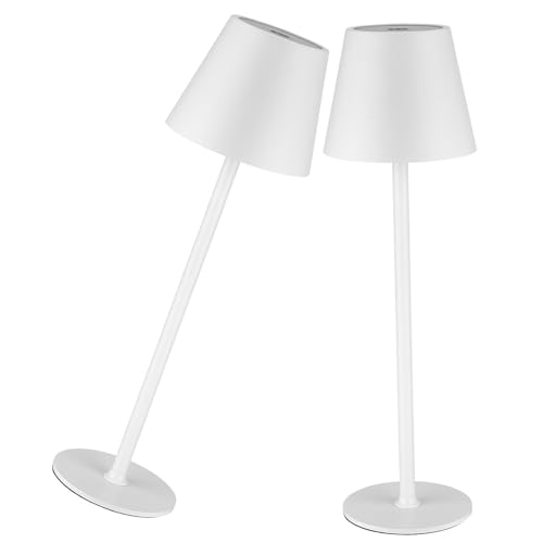 SUNLIGTGO LED Akku Tischlampe Kabellose, Touch Dimmbare Tischlampe, Aufladbar Batterie Tischleuchte Für Innen und Aussen (Weiß 2 Pack) von SUNLIGTGO