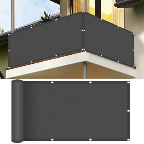 Balkon Sichtschutz 120 x 240 cm Premium Polyester Sichtschutz Balkongeländer mit Ösen Kabelbinder Und Kordel für Garten Balkon Zaun Terrassen, Dunkelgrau Balkon Sichtschutz 120 x 240 cm Premium Polyester Sichtschutz Balkongeländer mit Ösen Kabelbinder Und Kordel für Garten Balkon Zaun Terrassen, Dunkelgrau von SUNLIMEI