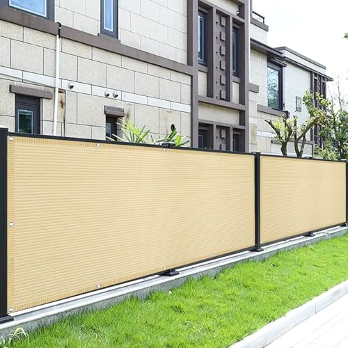 Balkon Sichtschutz 130 x 160 cm Uv-Schutz Balkonschutz Balkonabdeckung Reißfest, mit Ösen Kabelbinder für Garten Balkon Zaun Terrassen, Creme Farben von SUNLIMEI
