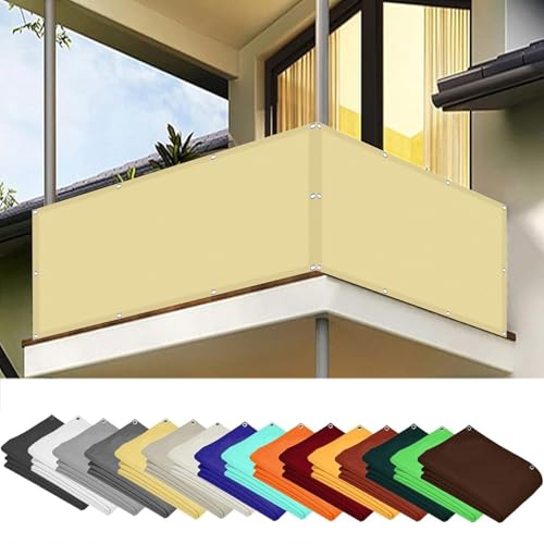 Balkon Sichtschutz 50 x 130 cm Blickdichte Wind Uv-Schutz Balkonbespannung Balkonabdeckung mit Ösen Kabelbinder Und Kordel Sichtschutz für Balkon Terrasse, Creme Farben Balkon Sichtschutz 50 x 130 cm Blickdichte Wind Uv-Schutz Balkonbespannung Balkonabdeckung mit Ösen Kabelbinder Und Kordel Sichtschutz für Balkon Terrasse, Creme Farben von SUNLIMEI
