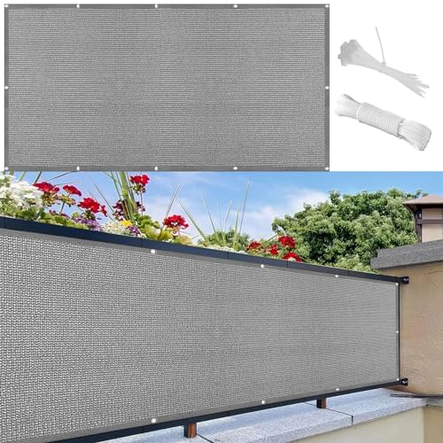 Balkon Sichtschutz 60 x 450 cm Uv-Schutz, Windschutz Balkonverkleidung Balkonbespannung Reißfest, mit Ösen Kabelbinder für Garten Balkon Zaun Terrassen, Hellgrau Balkon Sichtschutz 60 x 450 cm Uv-Schutz, Windschutz Balkonverkleidung Balkonbespannung Reißfest, mit Ösen Kabelbinder für Garten Balkon Zaun Terrassen, Hellgrau von SUNLIMEI