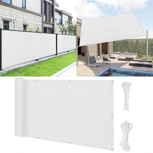 Balkon Sichtschutz 75 x 300 cm HDPE Atmungsaktiv Balkonumrandung Balkonverkleidung mit Ösen Kabelbinder Und Kordel für Garten Balkon Zaun Terrassen, Weiß Balkon Sichtschutz 75 x 300 cm HDPE Atmungsaktiv Balkonumrandung Balkonverkleidung mit Ösen Kabelbinder Und Kordel für Garten Balkon Zaun Terrassen, Weiß von SUNLIMEI