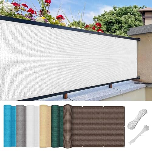 Balkon Sichtschutz Ohne Bohren 110 x 350 cm HDPE Atmungsaktiv Balkon Verkleidung mit Ösen Kabelbinder Und Kordel Sichtschutz für Balkon Terrasse, Weiß Balkon Sichtschutz Ohne Bohren 110 x 350 cm HDPE Atmungsaktiv Balkon Verkleidung mit Ösen Kabelbinder Und Kordel Sichtschutz für Balkon Terrasse, Weiß von SUNLIMEI