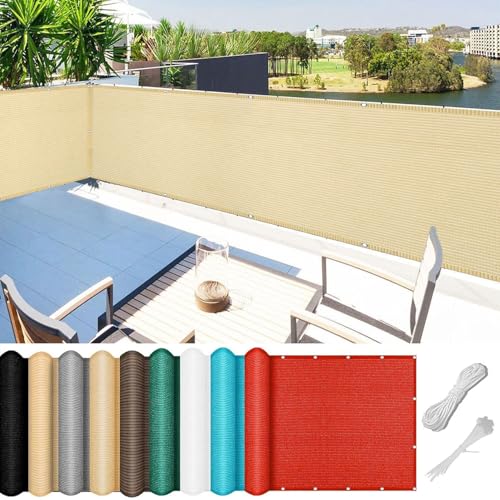 Balkon Sichtschutz Ohne Bohren 120 x 200 cm Blickdichte Wind Uv-Schutz Balkonsichtschutz mit Ösen Reißfest, mit Ösen Kabelbinder Zaunblende für Garten Balkon Terrasse, Creme Farben Balkon Sichtschutz Ohne Bohren 120 x 200 cm Blickdichte Wind Uv-Schutz Balkonsichtschutz mit Ösen Reißfest, mit Ösen Kabelbinder Zaunblende für Garten Balkon Terrasse, Creme Farben von SUNLIMEI
