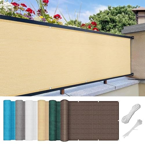 Balkon Sichtschutz Ohne Bohren 40 x 650 cm HDPE Atmungsaktiv Balkonverkleidung Balkonbespannung mit Ösen Kabelbinder Und Kordel Sichtschutz für Balkon Terrasse, Creme Farben Balkon Sichtschutz Ohne Bohren 40 x 650 cm HDPE Atmungsaktiv Balkonverkleidung Balkonbespannung mit Ösen Kabelbinder Und Kordel Sichtschutz für Balkon Terrasse, Creme Farben von SUNLIMEI