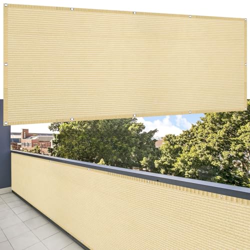 Balkon Sichtschutz Ohne Bohren 65 x 300 cm 100% Privatsphäre Deko für Balkongeländer Reißfest, mit Ösen Kabelbinder für Garten Balkon Zaun Terrassen, Creme Farben Balkon Sichtschutz Ohne Bohren 65 x 300 cm 100% Privatsphäre Deko für Balkongeländer Reißfest, mit Ösen Kabelbinder für Garten Balkon Zaun Terrassen, Creme Farben von SUNLIMEI