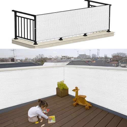 Balkon Sichtschutz Ohne Bohren 85 x 550 cm HDPE Atmungsaktiv Balkonabdeckung Balkonumspannungen Reißfest, mit Ösen Kabelbinder Zaunblende für Garten Balkon Terrasse, Weiß Balkon Sichtschutz Ohne Bohren 85 x 550 cm HDPE Atmungsaktiv Balkonabdeckung Balkonumspannungen Reißfest, mit Ösen Kabelbinder Zaunblende für Garten Balkon Terrasse, Weiß von SUNLIMEI