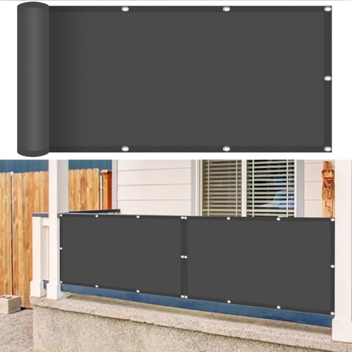 Balkon Sichtschutz Ohne Bohren 90 x 120 cm Ohne Bohren, inkl Seil Balkon Verkleidung mit Ösen Kabelbinder Und Kordel für Garten Balkon Zaun Terrassen, Dunkelgrau Balkon Sichtschutz Ohne Bohren 90 x 120 cm Ohne Bohren, inkl Seil Balkon Verkleidung mit Ösen Kabelbinder Und Kordel für Garten Balkon Zaun Terrassen, Dunkelgrau von SUNLIMEI