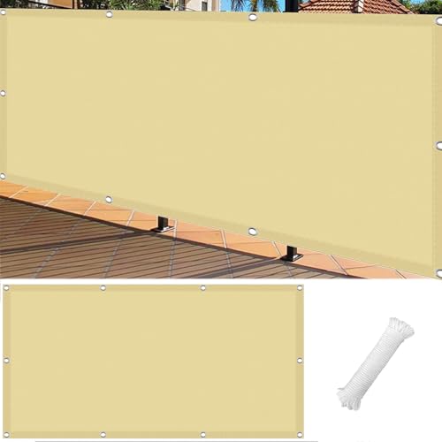 Balkon Sichtschutz Wasserdicht 160 x 180 cm Windschutz Sonnenschutz Balkonumspannung Balkonschutz mit Ösen Kabelbinder Und Kordel Zaunblende für Garten Balkon Terrasse, Creme Farben Balkon Sichtschutz Wasserdicht 160 x 180 cm Windschutz Sonnenschutz Balkonumspannung Balkonschutz mit Ösen Kabelbinder Und Kordel Zaunblende für Garten Balkon Terrasse, Creme Farben von SUNLIMEI