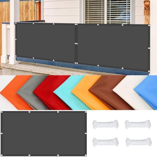 Balkon Sichtschutz Wasserdicht 40 x 150 cm Blickdichte Wind Uv-Schutz Balkonumspannungen Balkonabdeckung mit Ösen Kabelbinder Und Kordel für Garten Balkon Zaun Terrassen, Dunkelgrau Balkon Sichtschutz Wasserdicht 40 x 150 cm Blickdichte Wind Uv-Schutz Balkonumspannungen Balkonabdeckung mit Ösen Kabelbinder Und Kordel für Garten Balkon Zaun Terrassen, Dunkelgrau von SUNLIMEI