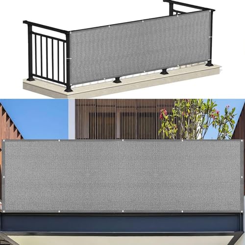 Balkon Sichtschutz mit Ösen 100 x 175 cm Blickdichte Wind Uv-Schutz Schattierungsnetz inkl Befestigungsseile mit Ösen Kabelbinder Und Kordel für Garten Balkon Zaun Terrassen, Hellgrau Balkon Sichtschutz mit Ösen 100 x 175 cm Blickdichte Wind Uv-Schutz Schattierungsnetz inkl Befestigungsseile mit Ösen Kabelbinder Und Kordel für Garten Balkon Zaun Terrassen, Hellgrau von SUNLIMEI