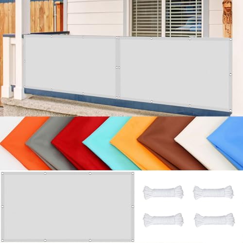 Balkon Sichtschutz mit Ösen 40 x 140 cm Ohne Bohren, inkl Seil Balkonabdeckung Balkonumspannungen mit Ösen Kabelbinder Und Kordel für Garten Balkon Zaun Terrassen, Weiß Balkon Sichtschutz mit Ösen 40 x 140 cm Ohne Bohren, inkl Seil Balkonabdeckung Balkonumspannungen mit Ösen Kabelbinder Und Kordel für Garten Balkon Zaun Terrassen, Weiß von SUNLIMEI