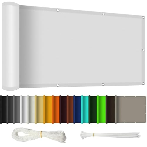 Balkon Sichtschutz mit Ösen 40 x 650 cm Windschutz Sonnenschutz Balkonverkleidung Balkonbespannung mit Ösen Kabelbinder Und Kordel Zaunblende für Garten Balkon Terrasse, Weiß Balkon Sichtschutz mit Ösen 40 x 650 cm Windschutz Sonnenschutz Balkonverkleidung Balkonbespannung mit Ösen Kabelbinder Und Kordel Zaunblende für Garten Balkon Terrasse, Weiß von SUNLIMEI