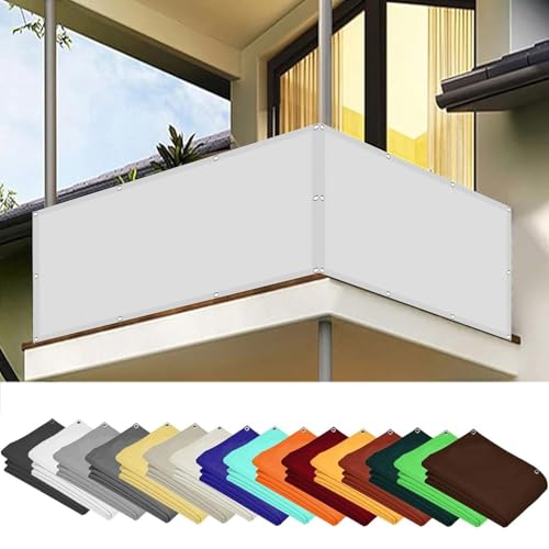 Balkon Sichtschutz mit Ösen 60 x 340 cm Segeltuch mit Ösen Balkonbespannung Balkonverkleidung mit Ösen Kabelbinder Und Kordel für Balkongeländer, Terrasse Garten, Weiß Balkon Sichtschutz mit Ösen 60 x 340 cm Segeltuch mit Ösen Balkonbespannung Balkonverkleidung mit Ösen Kabelbinder Und Kordel für Balkongeländer, Terrasse Garten, Weiß von SUNLIMEI