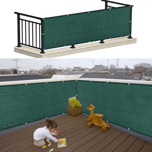 Balkon Sichtschutz mit Ösen 70 x 175 cm 100% Privatsphäre Schattierungsnetz inkl Befestigungsseile mit Ösen Kabelbinder Und Kordel für Garten Balkon Zaun Terrassen, Dunkelgrün Balkon Sichtschutz mit Ösen 70 x 175 cm 100% Privatsphäre Schattierungsnetz inkl Befestigungsseile mit Ösen Kabelbinder Und Kordel für Garten Balkon Zaun Terrassen, Dunkelgrün von SUNLIMEI