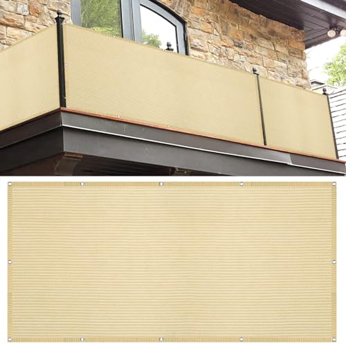 Balkon Sichtschutz mit Ösen 75 x 700 cm Uv-Schutz Balkonumspannung Balkonverkleidung mit Ösen Kabelbinder Und Kordel Zaunblende für Garten Balkon Terrasse, Creme Farben Balkon Sichtschutz mit Ösen 75 x 700 cm Uv-Schutz Balkonumspannung Balkonverkleidung mit Ösen Kabelbinder Und Kordel Zaunblende für Garten Balkon Terrasse, Creme Farben von SUNLIMEI
