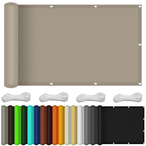 Balkon Sichtschutz mit Ösen 90 x 340 cm 100% Privatsphäre Sichtschutz Balkongeländer mit Ösen Kabelbinder Und Kordel Sichtschutz für Balkon Terrasse, Taupe Balkon Sichtschutz mit Ösen 90 x 340 cm 100% Privatsphäre Sichtschutz Balkongeländer mit Ösen Kabelbinder Und Kordel Sichtschutz für Balkon Terrasse, Taupe von SUNLIMEI