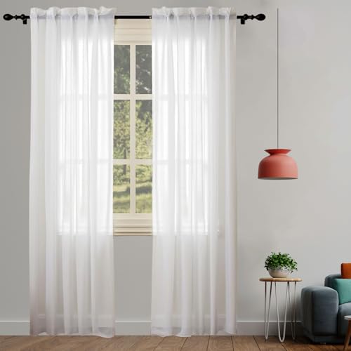 Gardinen Wohnzimmer 90 x 200 cm Lichtdurchlässig, Polyester Vorhänge Transparente Modern Und Langlebig, Größe Und Farbe Wählbar für Büros Wohnzimmer Schlafzimmer, Weiß Gardinen Wohnzimmer 90 x 200 cm Lichtdurchlässig, Polyester Vorhänge Transparente Modern Und Langlebig, Größe Und Farbe Wählbar für Büros Wohnzimmer Schlafzimmer, Weiß von SUNLIMEI