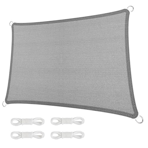 Rechteckig Sonnensegel 170 x 270 cm Sonnenschutz UV Schutz Windschutz Schattennetz Garten Sonnenschutz Markise mit D-Ring Und Kordel für Camping Balkongeländer, Hellgrau Rechteckig Sonnensegel 170 x 270 cm Sonnenschutz UV Schutz Windschutz Schattennetz Garten Sonnenschutz Markise mit D-Ring Und Kordel für Camping Balkongeländer, Hellgrau von SUNLIMEI