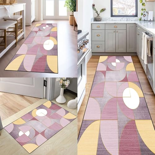 SUNLIMEI Küchenteppich 70 x 270 cm rutschfest Waschbar Läufer Teppich, Flurläufer Korridor mit Gelrücken, Modern Design, Pflegeleicht für Vorzimmer, Waschküche, C von SUNLIMEI