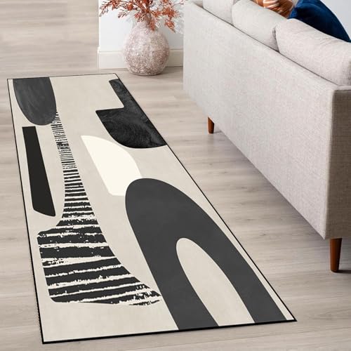 SUNLIMEI Teppichläufer Lang 65 x 200 cm rutschfest Waschbar Innen Lang Läufer Teppich mit Gelrücken, Modern Design, Pflegeleicht für Vorzimmer, Waschküche, A von SUNLIMEI