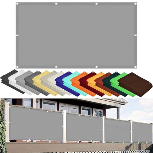 Schattierungsnetz inkl Befestigungsseile 160 x 220 cm Wasserdicht Markise Balkon Premium Polyester, Segeltuch mit Ösen für Garten Terrasse Camping Balkon Outdoor, Hellgrau von SUNLIMEI