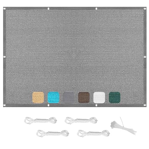 Sonnenschutz Segel 1.2 x 2 m Rechteckig Sichtschutz Zaun Uv-Schutz 98% Reißfest Ohne Bohren inkl Befestigungsseile für Garten Balkon Terrasse Patio, Hellgrau von SUNLIMEI