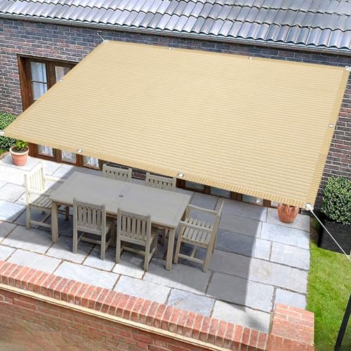 Sonnensegel 1.5 x 2.2 m Atmungsaktiv Balkon Sichtschutz Segel Uv-Schutz 98% Reißfest Ohne Bohren inkl Befestigungsseile für Camping Schwimmbad Zwinger, Creme Farben von SUNLIMEI