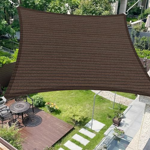 Sonnensegel Atmungsaktiv 1.1 x 1.4 m Rechteckig 95% Uv-Schutz Windschutz HDPE Atmungsaktiv Segeltuch Sunsegel Schattiernetz mit Kordel für Garten Terrasse Außenbereich(Anpassbar), Braun von SUNLIMEI