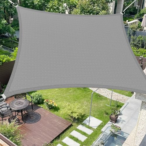 Sonnensegel Atmungsaktiv 2.6 x 3 m Rechteckig 95% Uv-Schutz Windschutz HDPE Atmungsaktiv Segeltuch Sunsegel Schattiernetz mit Kordel für Garten Terrasse Außenbereich(Anpassbar), Hellgrau von SUNLIMEI