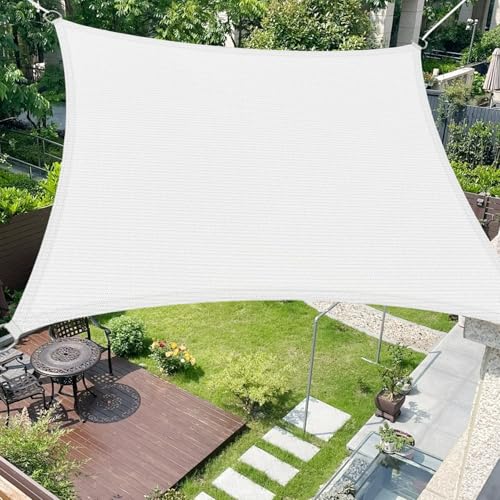 Sonnensegel Atmungsaktiv 2.7 x 4.5 m Rechteckig 95% Uv-Schutz Windschutz HDPE Atmungsaktiv Segeltuch Sunsegel Schattiernetz mit Kordel für Garten Terrasse Außenbereich(Anpassbar), Weiß von SUNLIMEI