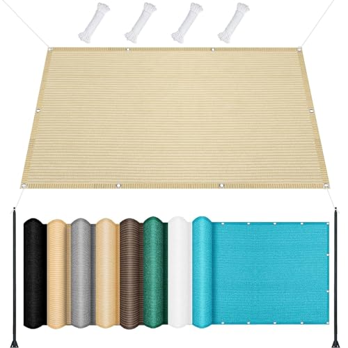 Sonnensegel Balkon Sichtschutz mit Ösen 1.8 x 2.5 m Hdpe Gewebe Uv-Beständig Sonnenschutz Markise Sonnensegel Leinwand mit Ösen Befestigungs Kit für Camping Schwimmbad Zwinger, Creme Farben von SUNLIMEI