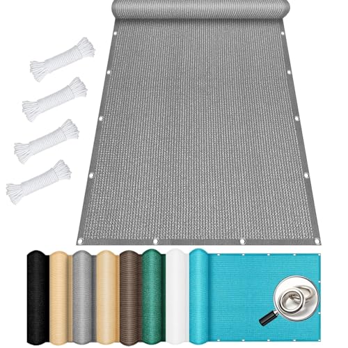Sonnensegel Balkon Sichtschutz mit Ösen 80 x 120 cm Windschutz Atmungsaktiv Zaunblende Schattiernetz Sichtschutznetz Wasser Luftdurchlässig für Carport Pflanze Pergola Zaun Außen, Hellgrau von SUNLIMEI