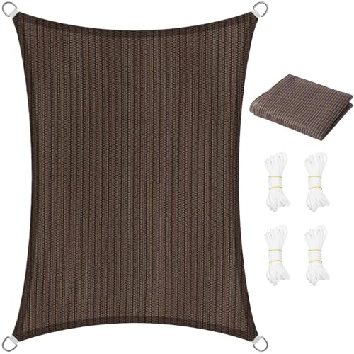 Sonnensegel Garten 1.6 x 2.2 m Rechteckig 95% Uv-Schutz Windschutz HDPE Atmungsaktiv Sonnenschutz Sonnentuch mit Kordel für Terrasse Garten Außenbereich(Anpassbar), Braun von SUNLIMEI