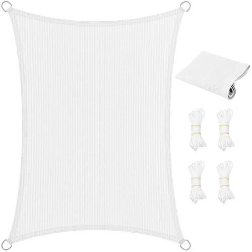 Sonnensegel Garten 2.3 x 3.3 m Rechteckig 95% Uv-Schutz Windschutz HDPE Atmungsaktiv Sonnenschutz Sonnentuch mit Kordel für Terrasse Garten Außenbereich(Anpassbar), Weiß von SUNLIMEI