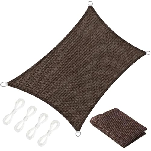Sonnensegel Rechteckig 1.6 x 2.6 m Rechteckig 95% Uv-Schutz Windschutz HDPE Atmungsaktiv Sonnenschutz Schattennetz mit Kordel für Terrasse Garten Außenbereich(Anpassbar), Braun von SUNLIMEI