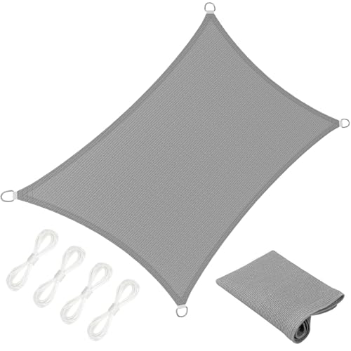 Sonnensegel Rechteckig 1.8 x 3 m Rechteckig 95% Uv-Schutz Windschutz HDPE Atmungsaktiv Sonnenschutz Schattennetz mit Kordel für Terrasse Garten Außenbereich(Anpassbar), Hellgrau von SUNLIMEI