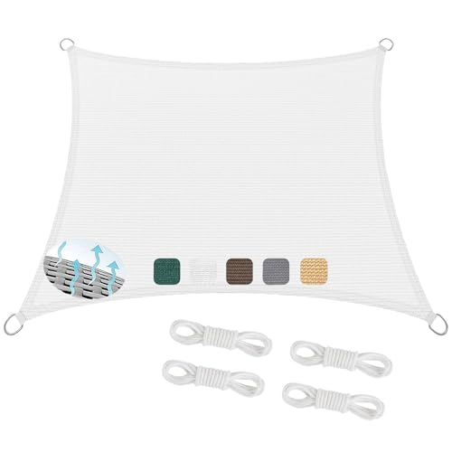 Sonnensegel Rechteckig 140 x 280 cm Rechteckig 95% Uv-Schutz Windschutz HDPE Atmungsaktiv Sonnenschutz Beschattungsnetz mit Kordel für Garten Terrasse Außenbereich(Anpassbar), Weiß von SUNLIMEI