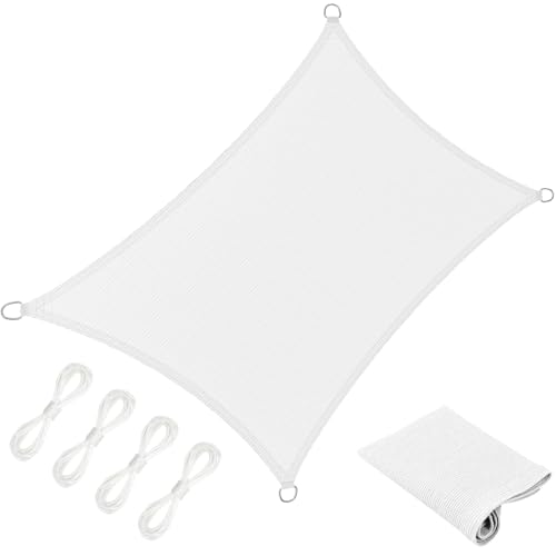 Sonnensegel Rechteckig 2.1 x 2.3 m Rechteckig 95% Uv-Schutz Windschutz HDPE Atmungsaktiv Sonnenschutz Schattennetz mit Kordel für Terrasse Garten Außenbereich(Anpassbar), Weiß von SUNLIMEI