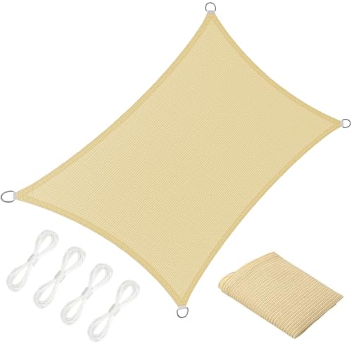 Sonnensegel Rechteckig 2.7 x 3.3 m Rechteckig 95% Uv-Schutz Windschutz HDPE Atmungsaktiv Sonnenschutz Schattennetz mit Kordel für Terrasse Garten Außenbereich(Anpassbar), Creme Farben von SUNLIMEI