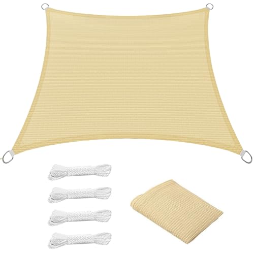 Sonnensegel Schattiernetz 450 x 550 cm Rechteckig 95% Uv-Schutz Windschutz HDPE Atmungsaktiv Sonnenschutz Schattennetz mit Kordel für Terrasse Garten Außenbereich(Anpassbar), Creme Farben von SUNLIMEI