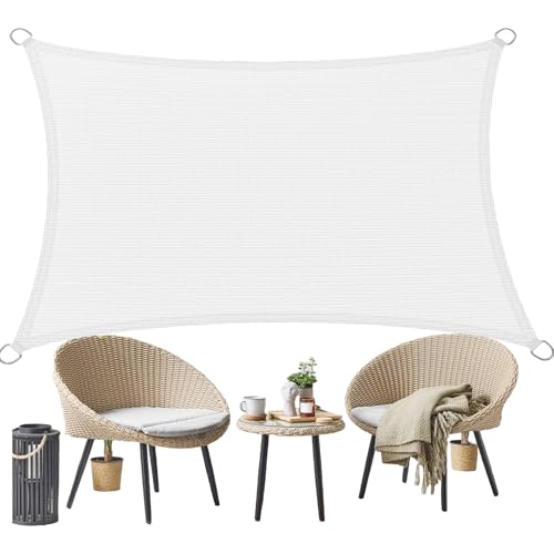 Sonnensegel Schattiernetz 85 x 220 cm Rechteckig 95% Uv-Schutz Windschutz HDPE Atmungsaktiv Sonnenschutz Segel Terrasse mit Kordel für Garten Terrasse Außenbereich(Anpassbar), Weiß von SUNLIMEI