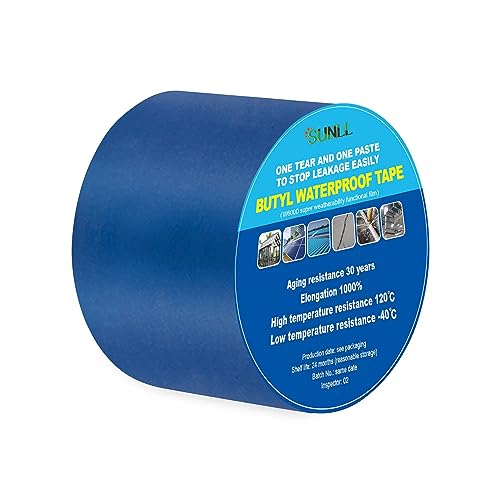 SUNLL Butyl Duct Tape 10cm Breite X 5m Länge, Super Weatherability Wasserdichte Butyl Seal Streifen für RV Reparatur, Fenster, Boot und Rohr Dichtung, Glas EDPM Gummi Dach Patching, Blau von SUNLL