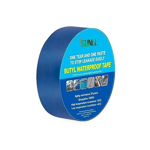 SUNLL Butylband 5cm Breite X 10m Länge, Super Weatherability Wasserdichtes Butyldichtungsband für RV Reparatur, Bootsdichtung, Glas, Sonnenraum, Glasierte Fliesen, EPDM Gummidach Patching, Blau von SUNLL