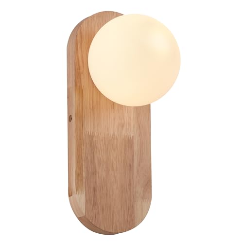 SUNLLOK Industrielle Glaskugel-Wandleuchten, Vintage LED-Innenwandlampe mit Holzsockel Rustikale Wandleuchten für Schlafzimmer, Wohnzimmer, Kücheninsel, Restaurant SUNLLOK Industrielle Glaskugel-Wandleuchten, Vintage LED-Innenwandlampe mit Holzsockel Rustikale Wandleuchten für Schlafzimmer, Wohnzimmer, Kücheninsel, Restaurant von SUNLLOK