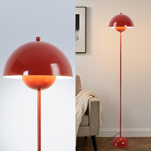 SUNLLOK Moderne Industrie LED Stehlampe Stehtischlampe - Vintage Eckregal Bett Leselampe Steh Schreibtischlampe - Tageslichtlampe Standleuchte Deko für Wohnzimmer Schlafzimmer (Rot, fassung e27) von SUNLLOK