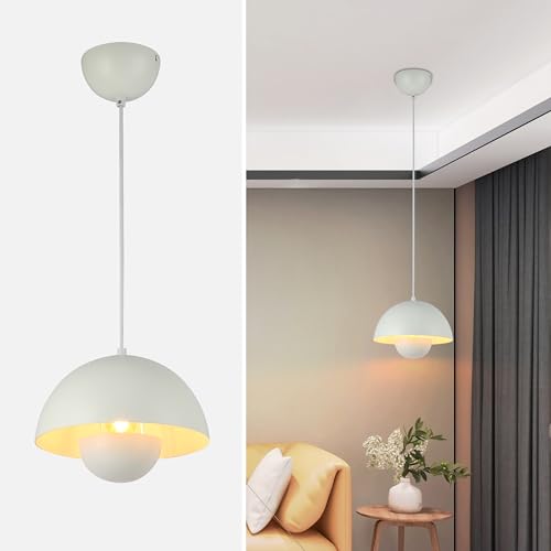 SUNLLOK Moderne Weiß Pendelleuchte Esstisch – Verstellbare Metall Deckenleuchte Hängelampe – Industrielle Innen E27 Kronleuchter für Esszimmer Kücheninsel Schlafzimmer von SUNLLOK