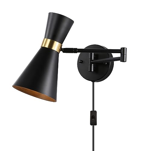 SUNLLOK Wandlampe Innen Deko Schlafzimmer Bett Landhaus mit Schalter und Stecker Bad Wandleuchte Industrial Schwarz Vintage Retro Wandleuchten Wohnzimmer Badezimmer Lampe wand Innen von SUNLLOK