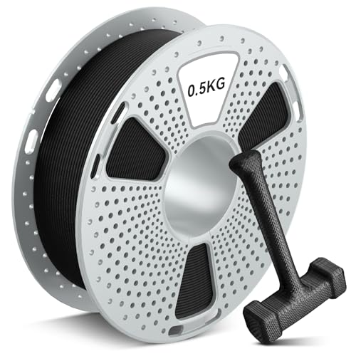 SUNLU 500G PA6-CF 3D-Filament 1,75 mm, Wärmeformbeständigkeitstemperatur bis zu 209 °C, aus 80% PA-Nylon und 20% Kohlefasern, steif & stark & hitzebeständig,für Industrieteile, 0,5 kg Spule, Schwarz von SUNLU